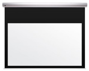 Ekran elektrycznie rozwijany z napinaczami Kauber BLUE LABEL XL - TENSIONED  BLACK TOP format 4:3 380x285